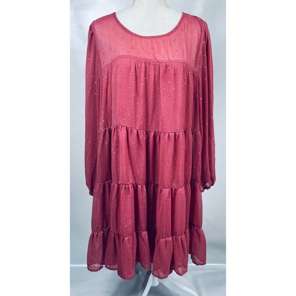 NY Collection Dresses & Skirts - NY Collection Women's Long Sleeve Hem Smock Pink Dress with Size 2X